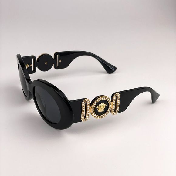 Versace VE4426BU GB1/87 Sunglasses MAXI MEDUSA BIGGIE Black Gray Oval Women - Picture 7 of 12